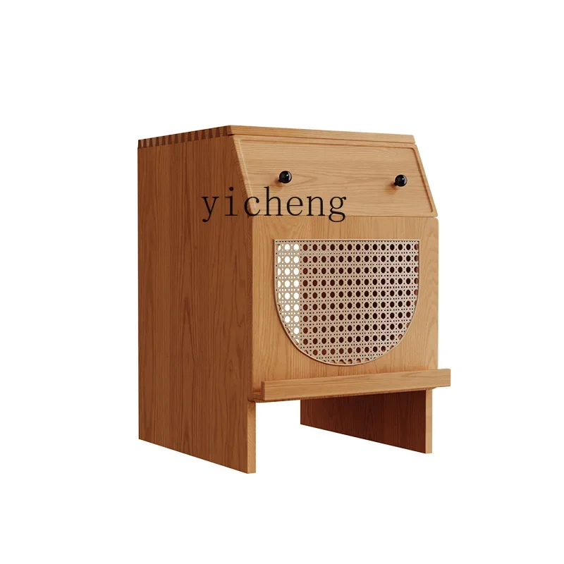 TQH solid wood sweeping robot cabinet stone Ruimi sweeping edge cabinet rattan storage cabinet