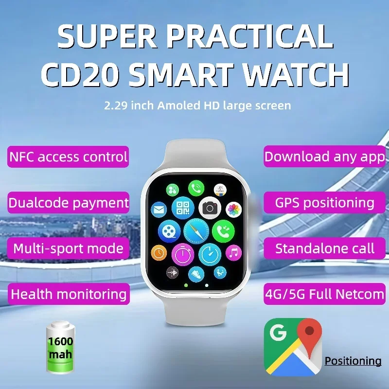 

CD20 Smart Watch 5G Android 10.0 Smartwatch With 180° Rotary Camera GPS WIFI HealthSmartwatch