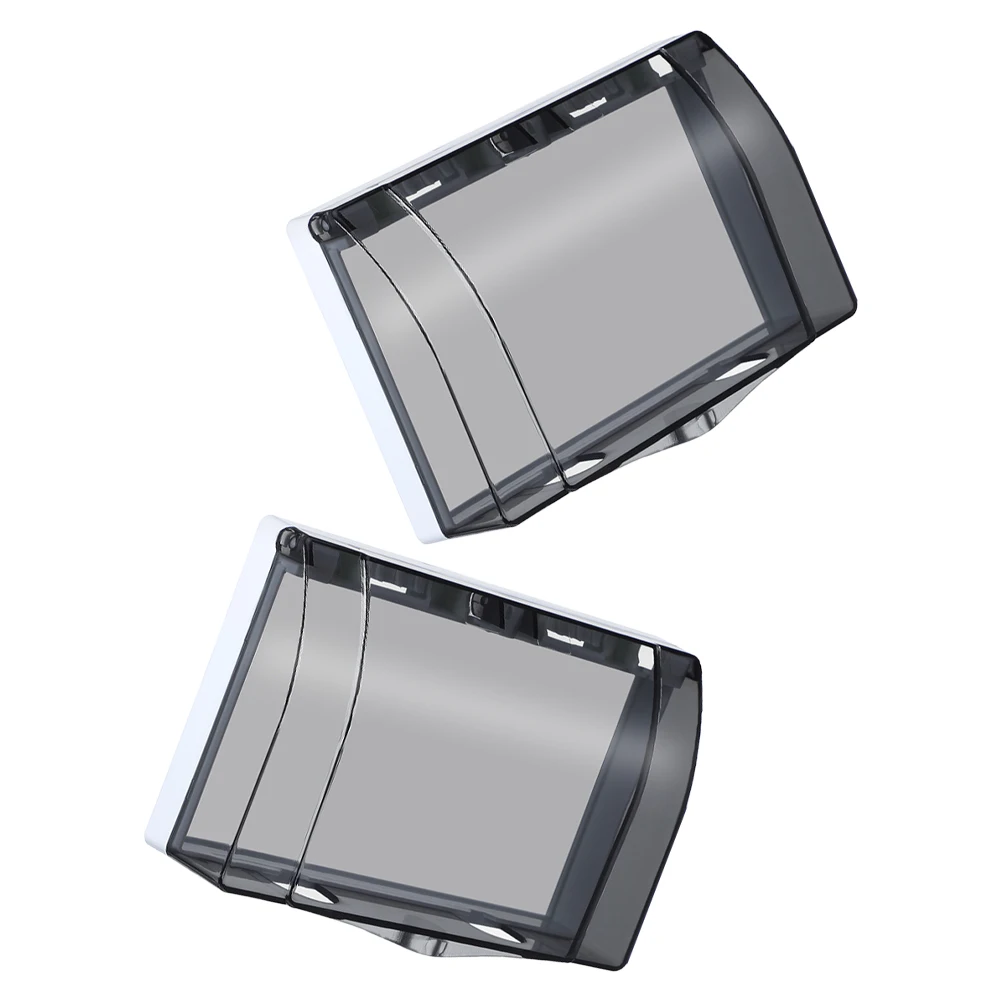 

2pcs 86 Type Waterproof Cover Box Dual Outlet Switch Guard Light Black Thickened Plastic Weatherproof Electrical Socket