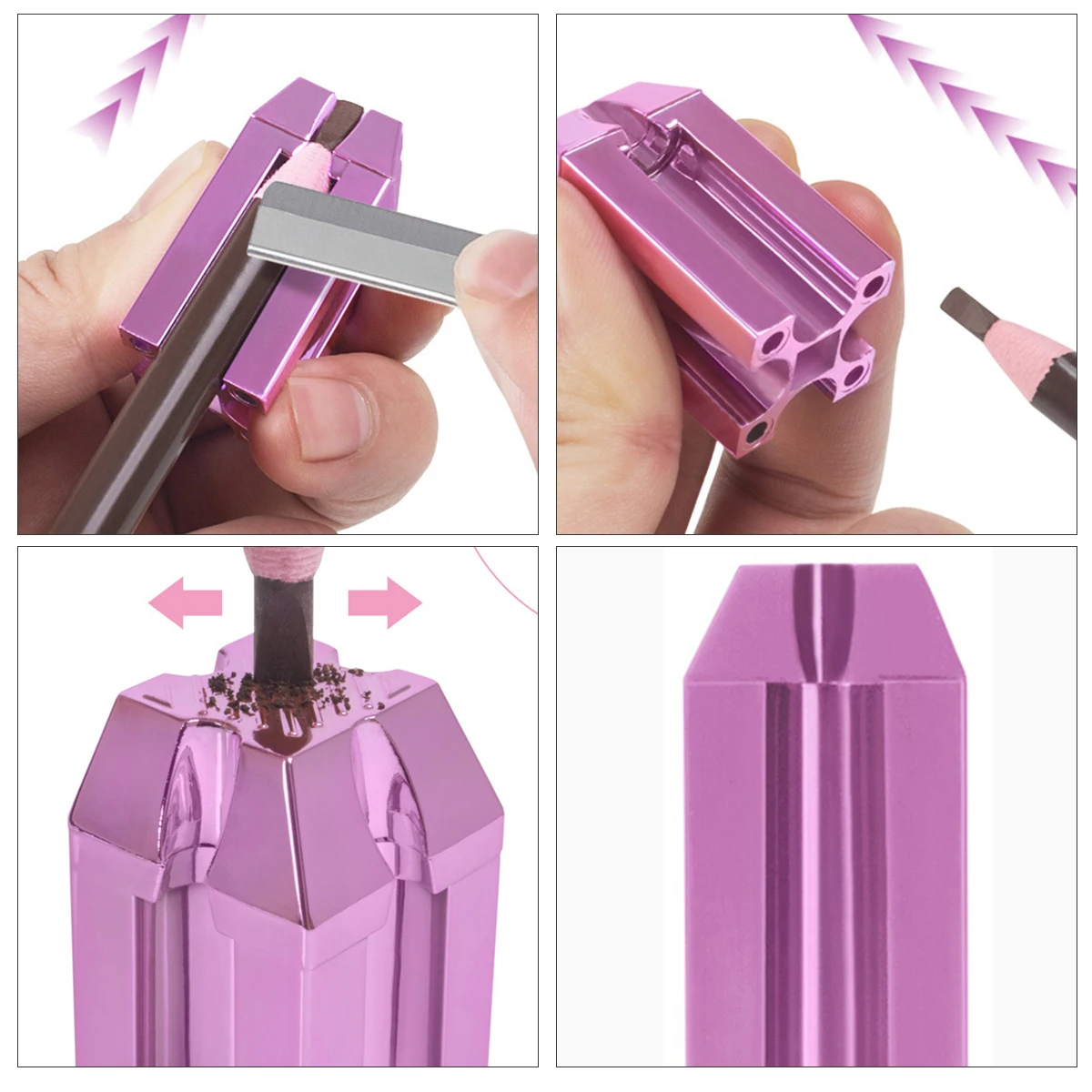 フラットチップ削りスロットプレミアムプラスチック削り補助メイクアップ用品女の子用小型軽量アイライナー眉ペンシル