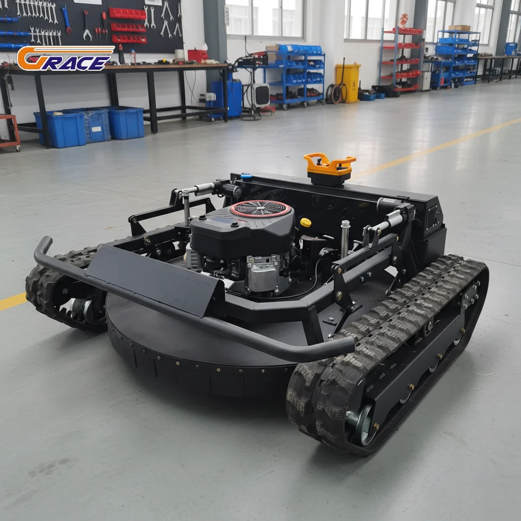 

Cordless RC Tracked Crawler Mower Automatic Remote Control Lawn Mower with App Control Function