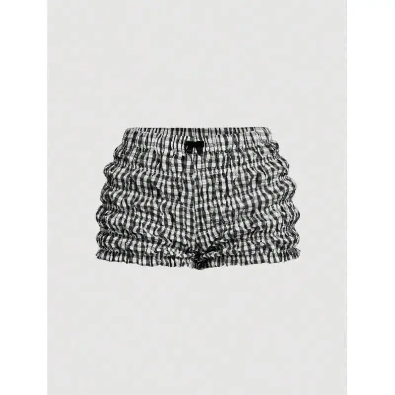 

Women's Folded Devili Hot orts Ultra-ort Cross-Border Sle Retro Elastic Nine-Piece Pants Ciwalk Vintage ort Pants