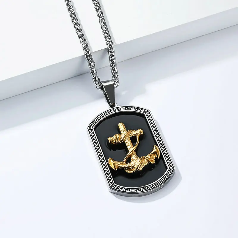 Vacuum plated stainless steel pendant for men, boat anchor, military Brand
