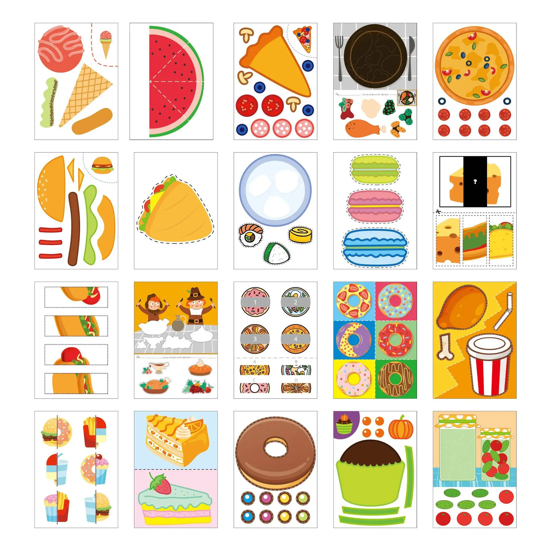 Kinderen Papier snijden Boek Voedsel Leuke Cartoon Handgemaakte DIY Papier snijden Speelgoed Educatief Kinderen Montessori Papier snijden Speelgoed