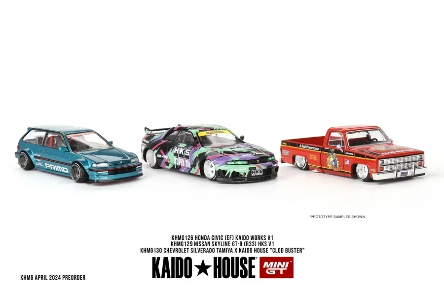 Kaido House + MINIGT KHMG129 Nissan Skyline GT-R (R33) HKS V1 KHMG137 Honda NSX Evasive V2 Collection Car Model Toys Ornaments