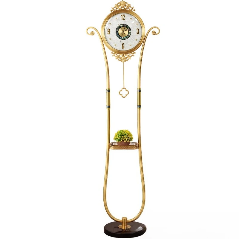 

pure copper floor clock living room home vertical pendulum clock villa simple creative decoration Nordic wind clock