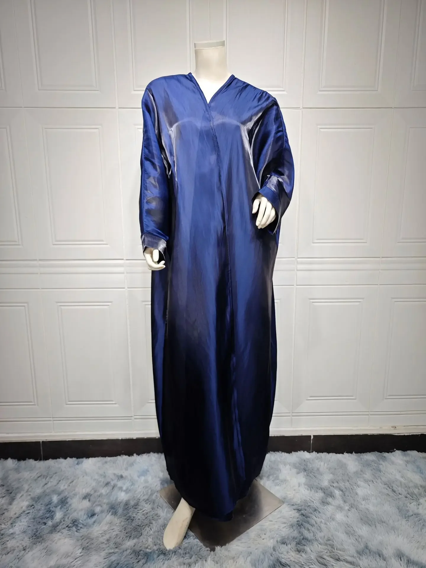 Abaya abierta de satén para mujer, Abayas musulmanas holgadas con alas de murciélago, ropa islámica turca de lujo de Dubái, caftán, Kimono femenino Musulmane