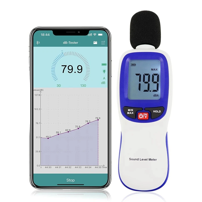 Wireless Sound Decibel Meter With App Data Logging Sound Level Meter 0-130DB High Accuracy SPL Meter