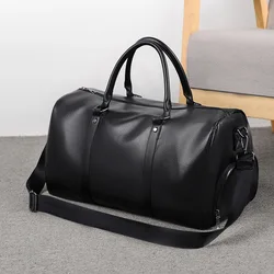 Sac de voyage en cuir de grande capacité pour hommes et femmes, bagage à main, week-end, homme, sac polochon, initié, salle de sport, sac à main de fitness