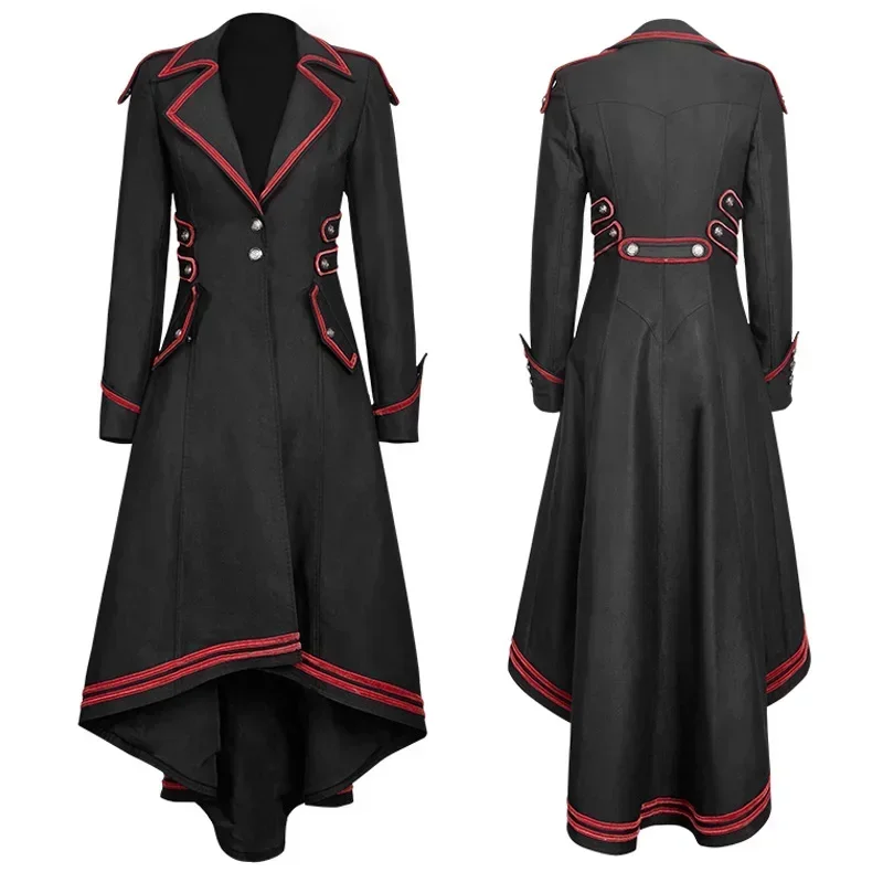 

Vintage Women's Medieval Gothic Tuxedo Coat Classic Black Long Sleeve Formalwear for Special Occasions