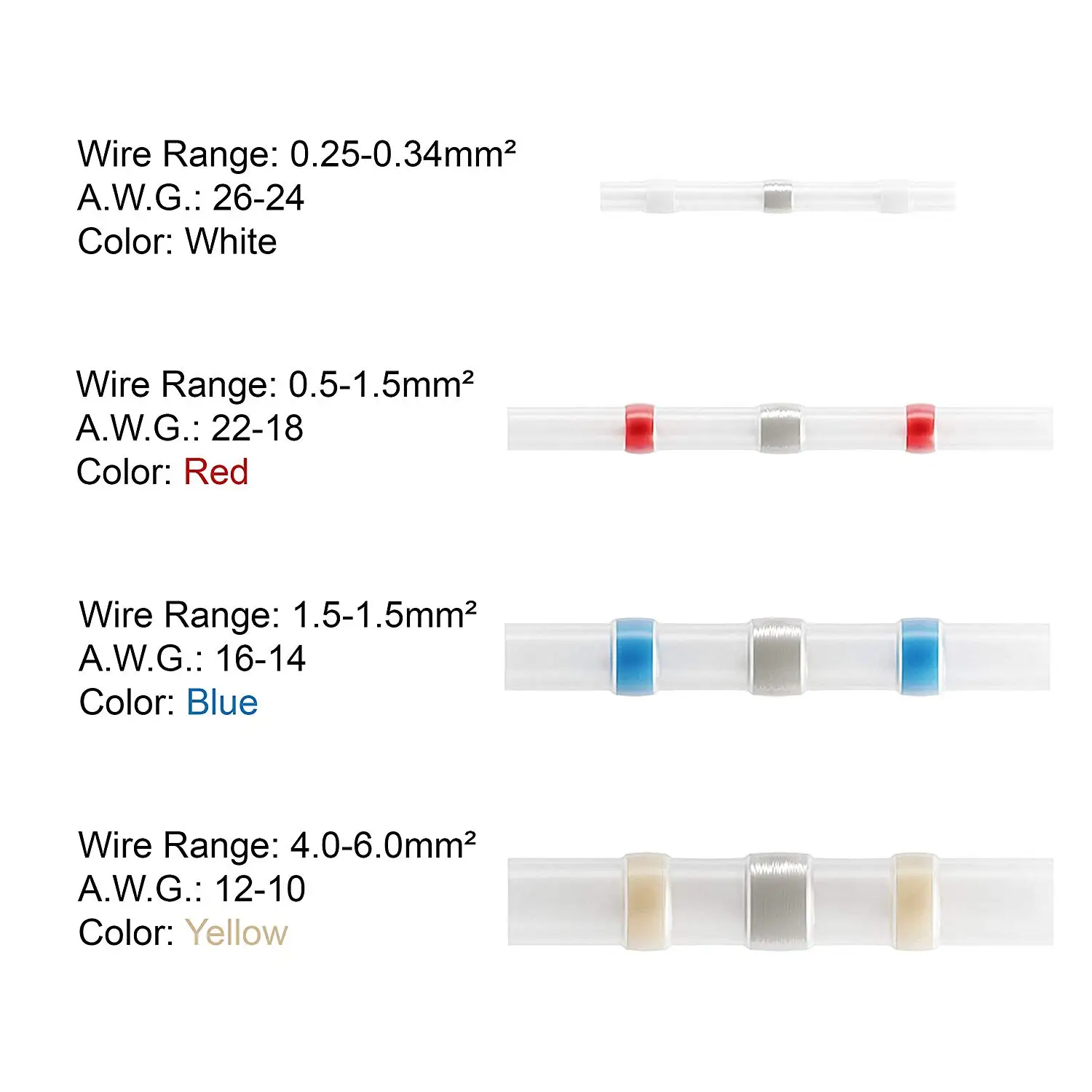 AWAH 150PCS Solder Seal Wire Connectors Kit Heat Shrink Butt Connectors Waterproof And Insulated Electrical Wire Terminals Water