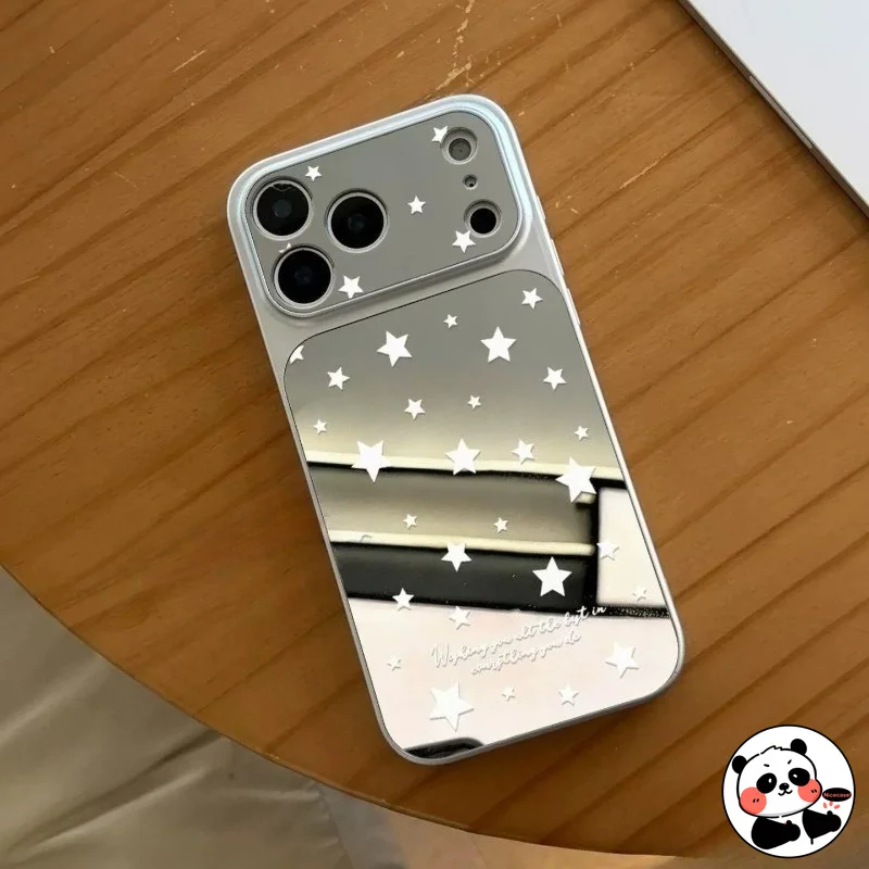 Silver Mirror Phone Case For Samsung Galaxy S26 S25 Edge S24 S23 S22 S21 Plus FE Note 20 Ultra 5G 4G Star Ins Style Soft Cover