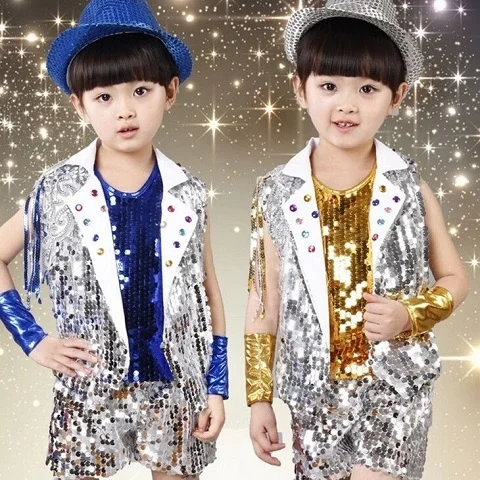 Children\'s Jazz Dance Performance Clothing Sequins Children\'s Day Dance Clothing Male and Female Hip Hop Student Street Dance