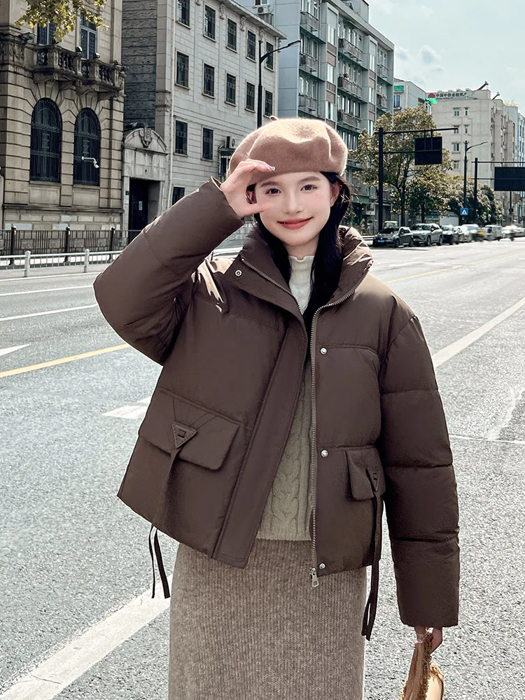 Vielleicht 2024 New Fashion Short Parkas Women Winter Jacket Stand Collar Coat Parkas Warm Snow Wear Cotton Padded Women Clothes