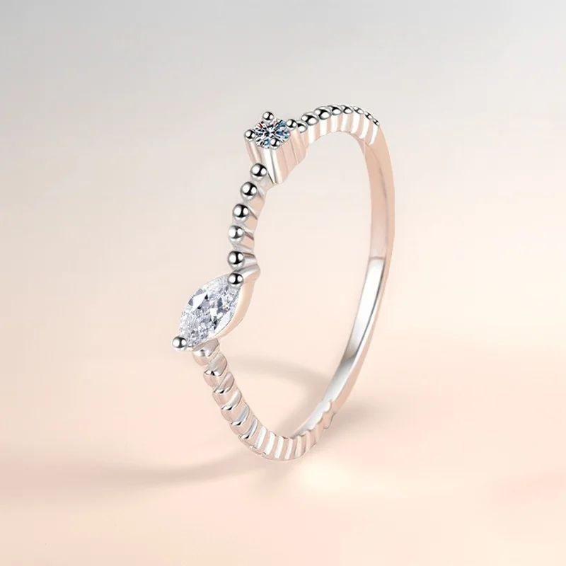 

0.165CT S925 SILVER GEOMETRIC MARQUISE MOISSANITE RING FOR WOMEN GBA CERTIFIED MINIMALIST COMPACT FASHION VERSATILE STYLISH