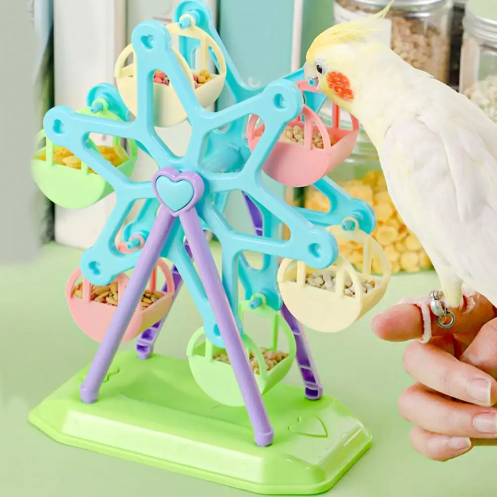 

Bird Toy Wheel Feeder Toy Bird Feeding Toy Food Dispenser Parrot Foraging Toys with 6 Snack Boxes Training Toys Pet Supplies