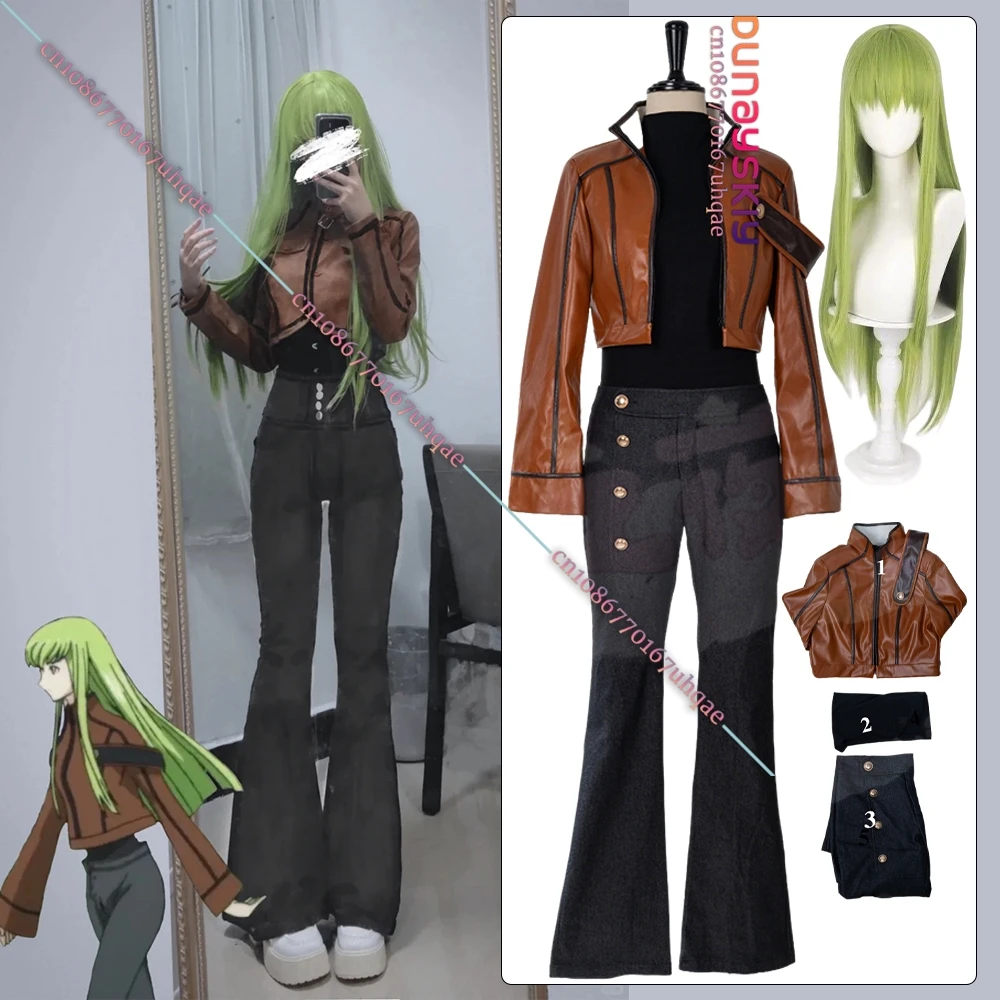 

Code Geass Queen CC Cosplay Jacket Costume PU Leather Jacket Women Clothing Anime Carnival Full Set Uniform s-l Role-play Suits