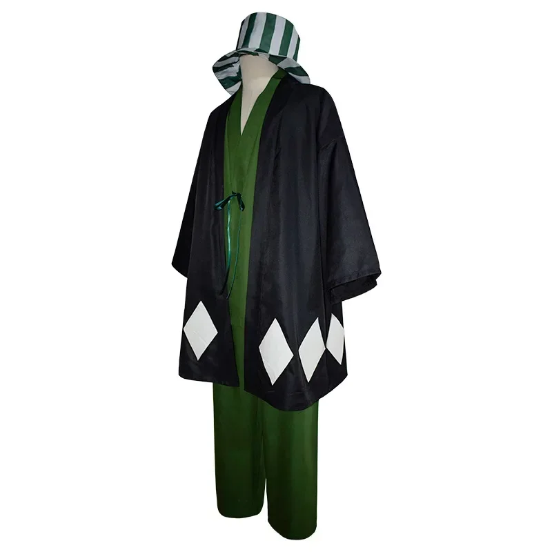 Bleach Urahara Kisuke Cosplay Costume Store Manager Kimono Full Outfit Man and Woman Anime Clothing Wig Accessories