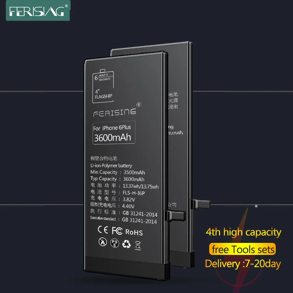 FERISING New upgrade High Capacity Battery For iPhone 6s 6 5s SE 7 8 Plus X XR XS Max 11 Pro OEM Chip Replacement Bateria