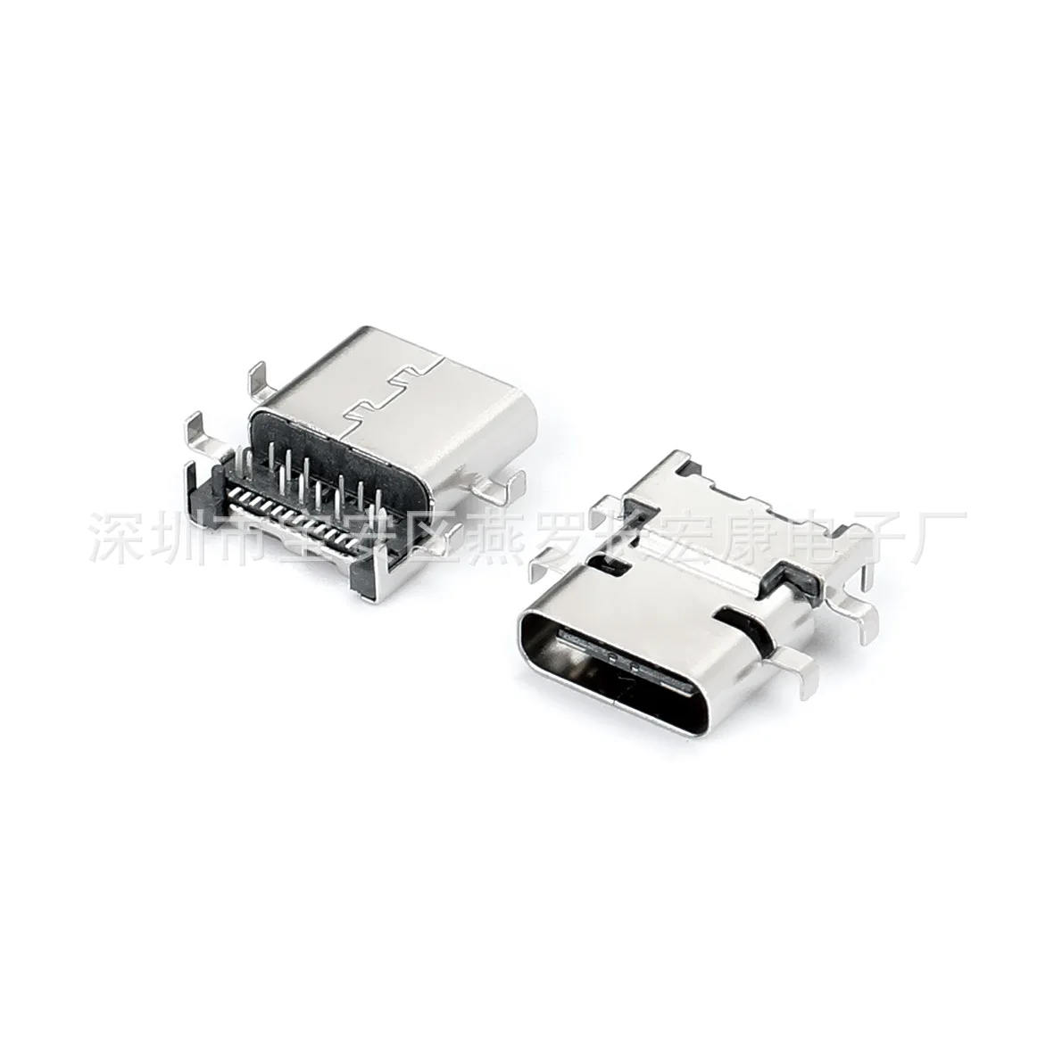 For TYPE-C female seat, sinking plate type, front plug and rear stick DIP + 18P SMT short body L = 7.95mm four-pin plug board