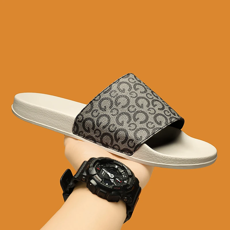 

Мужские тапочки, лето 2024, новые европейские и американские шлепанцы, пара сандалий, домашние мужские и женские нескользящие тапочки