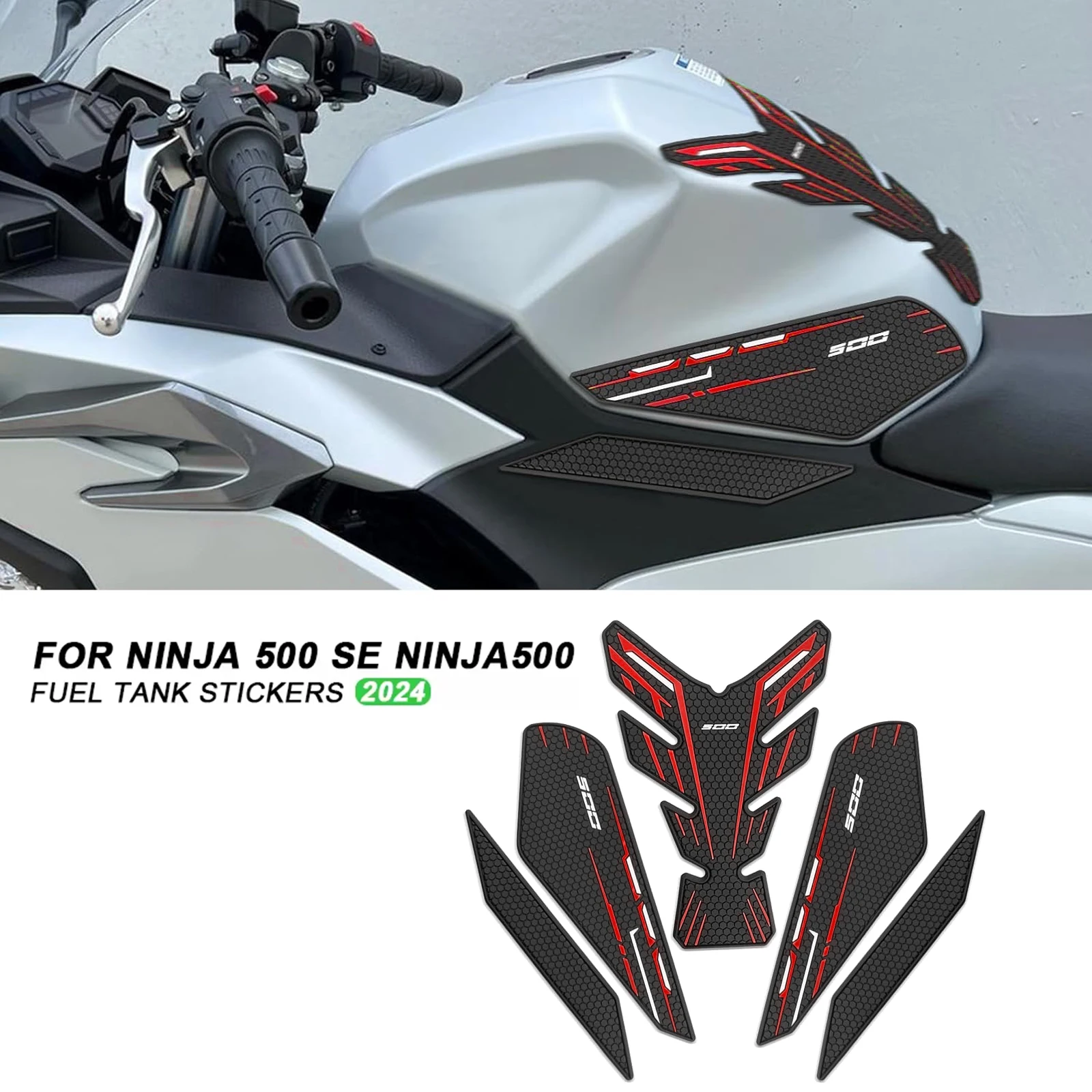 For NINJA 500 SE 2024 2025 Ninja500 2025 Motorcycle Accessories Non-slip Side Fuel Tank Stickers Waterproof Pad Rubber Sticker