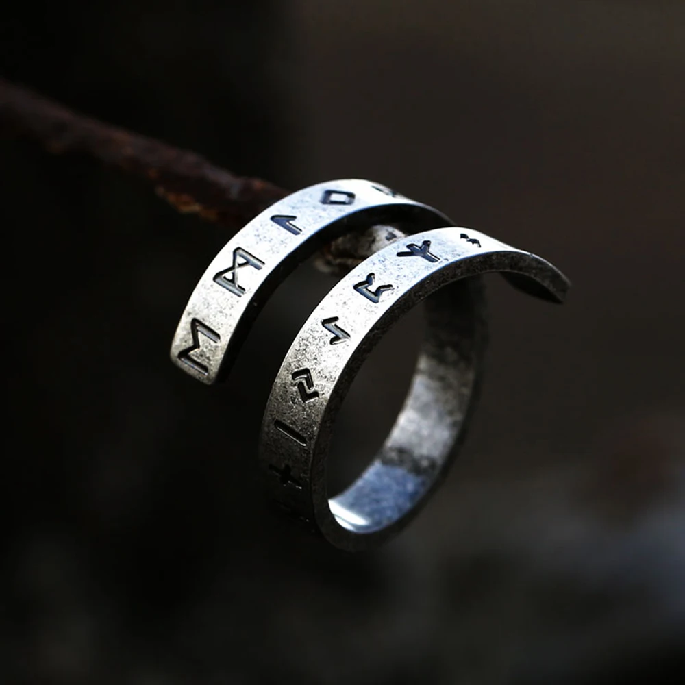 

Fashion Retro Simple Rune Ring Men's and Women's Stainless Steel Open Adjustable Rings Creative Jewelry Gifts Dropshipping