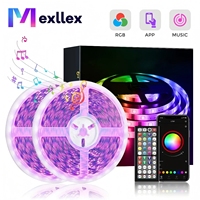 RGB Led Strip Lights Full Set, DC24V APP Controller Ribbon Tape With 44-key Remote Control, Timer Function And Brightness dimmer