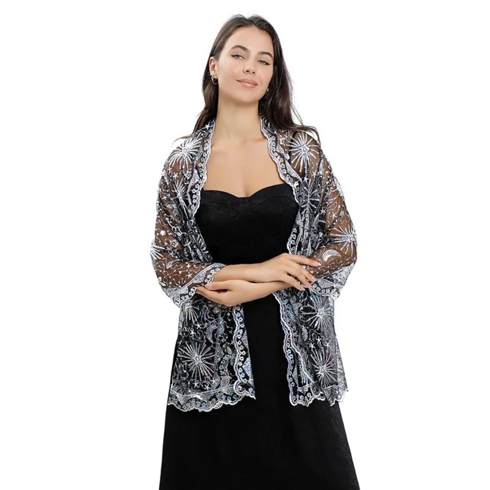 

Элегантная вечерняя накидка с пайетками и блестками, однотонная сетчатая накидка-кейп для свадьбы, женская накидка для вечеринок, накидка для свадебной церемонии