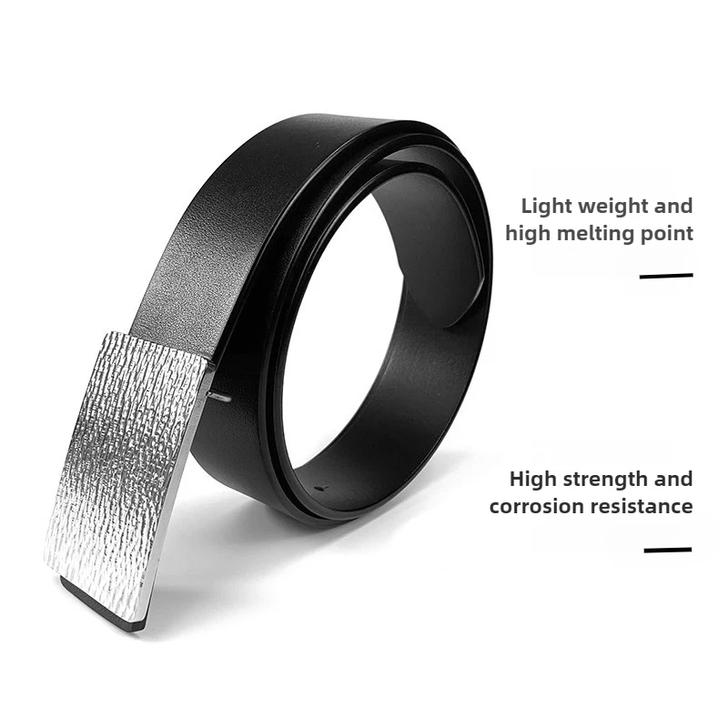 

35/38mm Pure Titanium Hand-Hammered Smooth Buckle Ice Flower Rustproof Men Top-Grain Cowhide Waistband Leather Belt Buckle