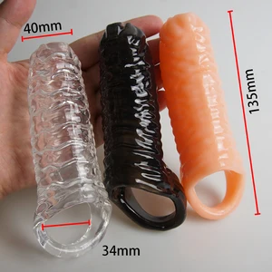 Open Penis Sleeve Sheath For Men Enlargement Exposed Head Cock Cap Ring Ejaculation Delay Sex Toys 6 Main Sales Penis Ejaculation Cover - №3