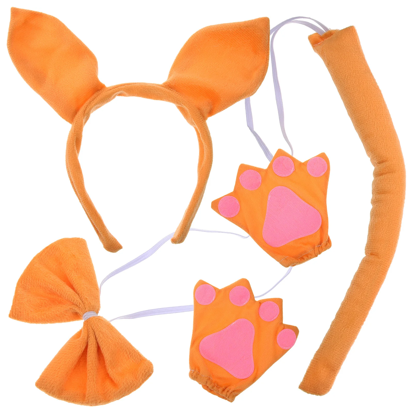 1 set kangoeroe-oorhoofdband zachte stof dierenkostuumkit strikje staarthandschoenen voor cosplay feest kinderen meisjes rollenspel