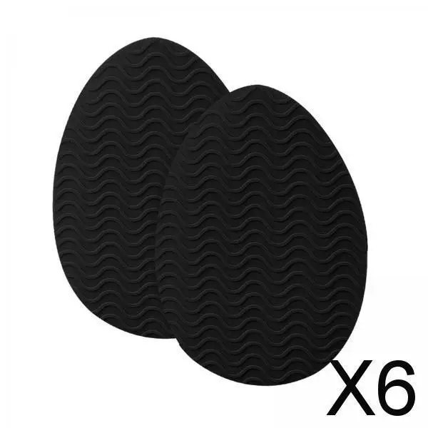 3-6 Pak Antislip Schoenpads Zelfklevend Rubber Voor Hoge Hakken Rond Hoofd Zwart