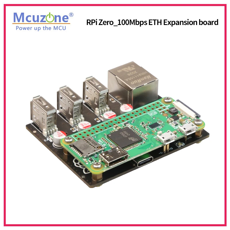 RPi0_3U1ETH,10/100Mbps Ethernet and 3*USB  for RaspberryPi zero W/WH, zero2 W, USB HUB,driver free