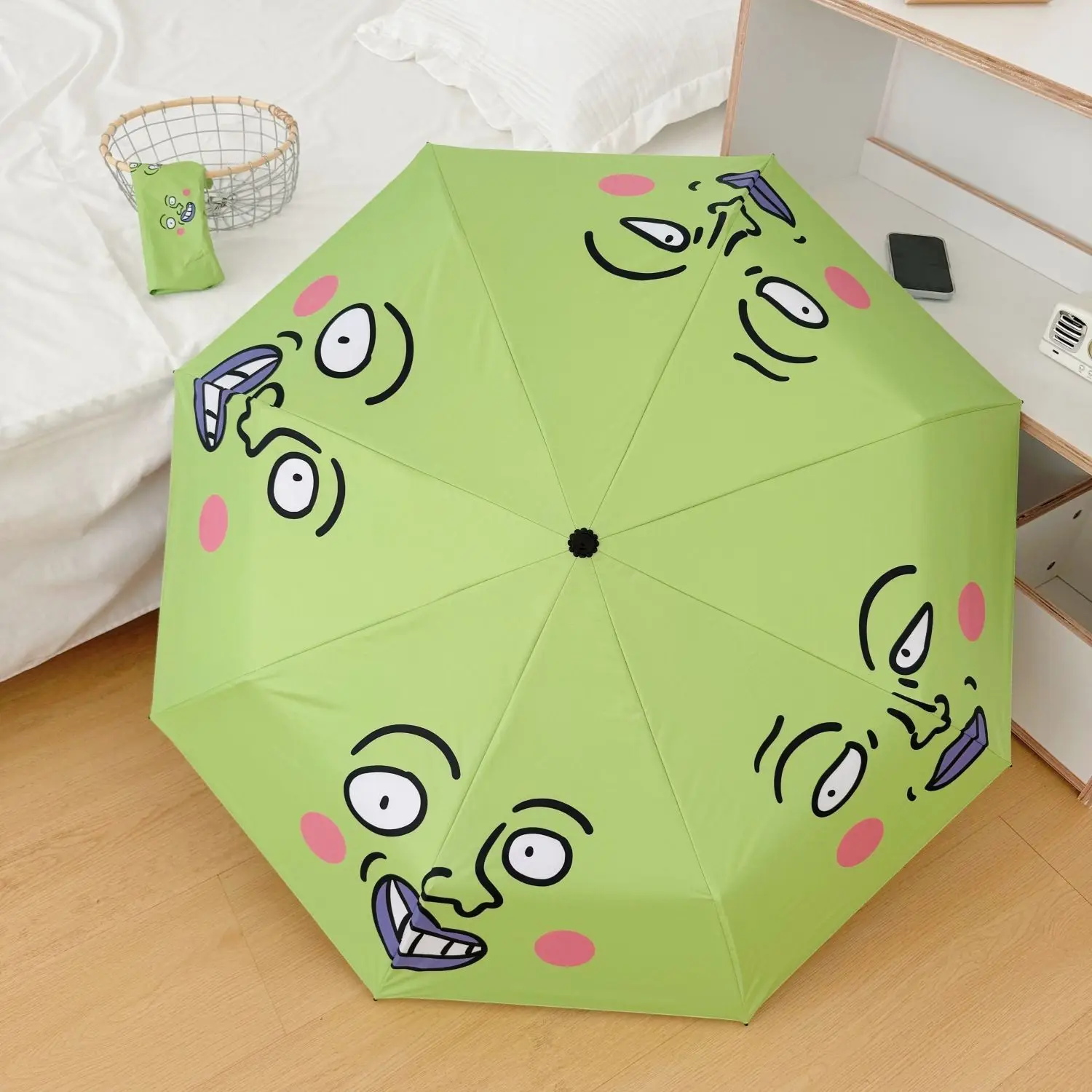 Mob Psycho100 Anime Ekubo Cartoon-Muster Doppelfunktions-Regenschirm für Sonne und Regen, kreativer und personalisierter faltbarer Sonnenschirm. – Detail 1