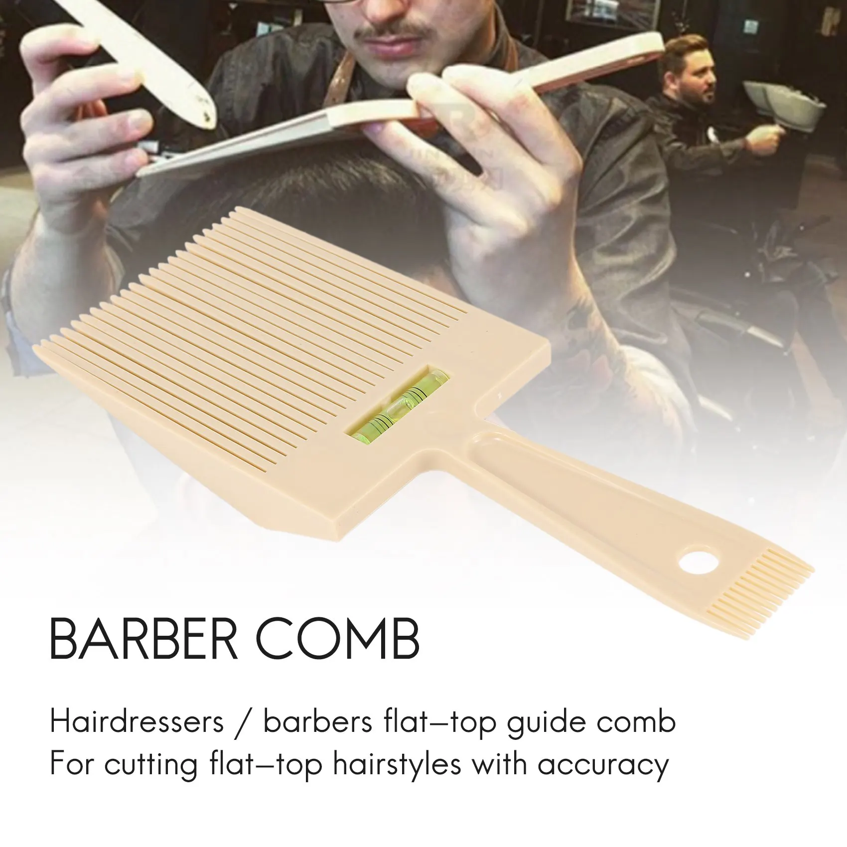 

Flat Top Guide Comb with Liquid Bubble Level Flattop Hair Flattopper Beige