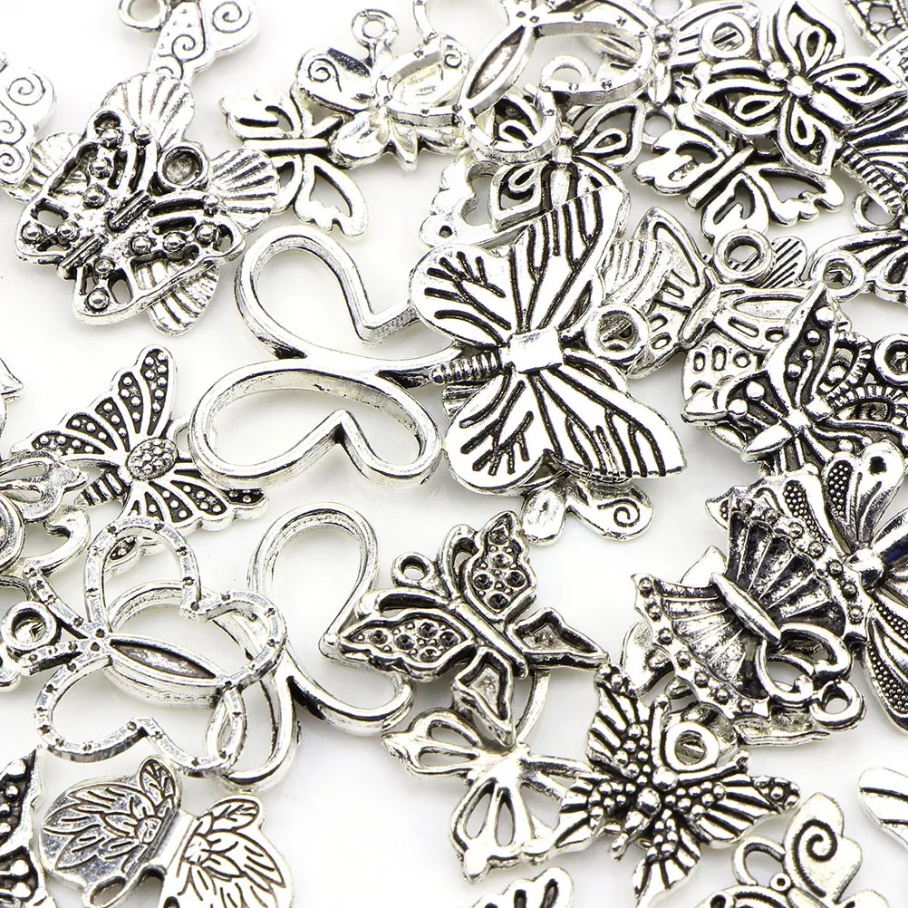 

60pcs Butterfly Charms Pendants Mixed Design for Necklace Bracelet Scrapbooking Keychain Jewelry Making Supplies