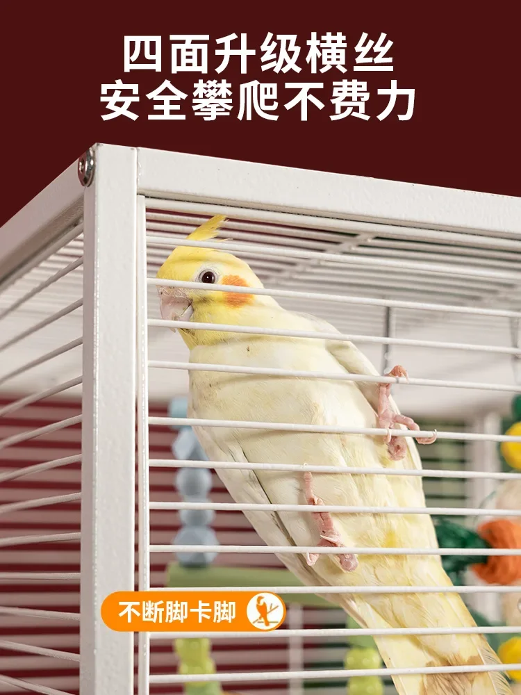 Parrot Cross Silk Bird Cage Large Household Metal Luxury Villa Parrot Splash-proof Cage