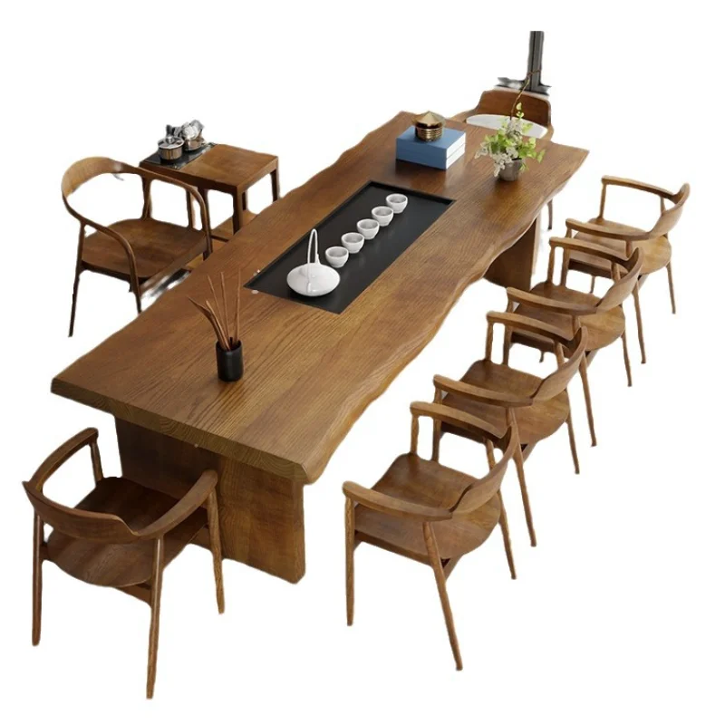

Tea table and chair combination New Chinese style living room log Kung Fu coffee table Office complete tea set