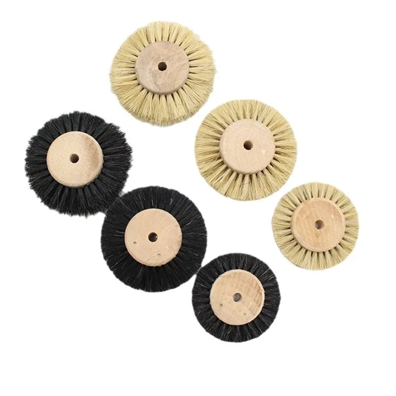6PCS Boar Bristle Buffing Wheel Polishing Brush Bit, Rotary Tool Grinding Head for Jade Emerald Gem Polishing