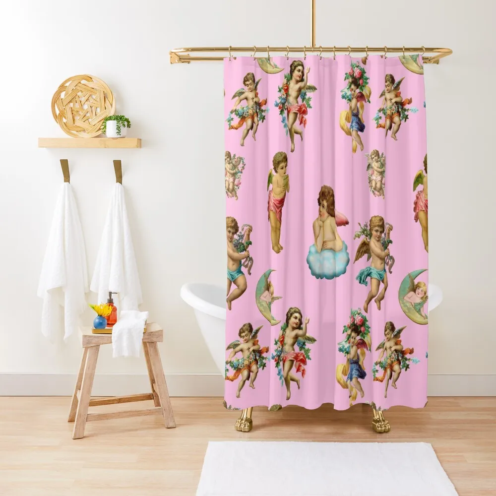 

angel cherub antique Shower Curtain Anti-Mold Waterproof Shower Bathroom Decor Luxury Bathroom Window Curtain