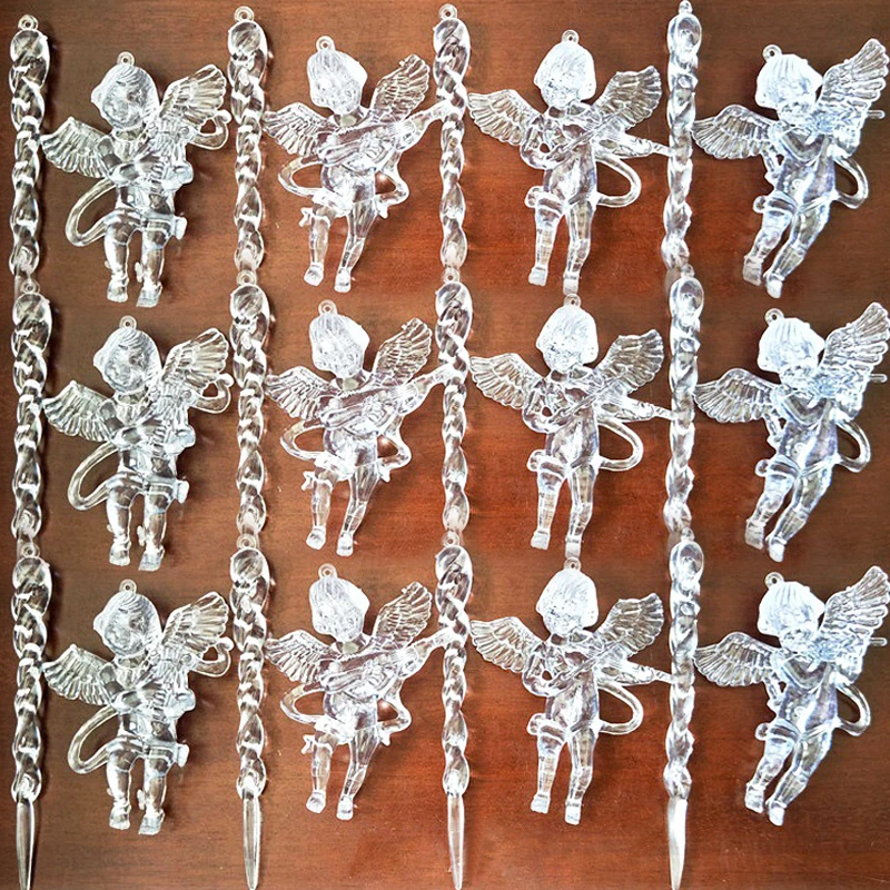 كريستال واضح الاكريليك الملاك الحلي الملاك الشفاف مع أجنحة تعليق شجرة الكريسماس المعلقات DIY بها بنفسك ديكور المنزل الطرف العرض