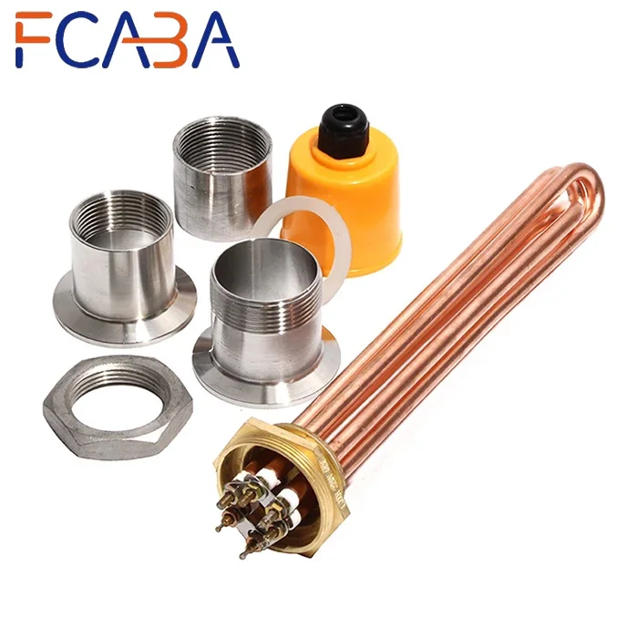 FCABA DN50 Copper Flange Immersion Heater 2Inch/58mm Solar Water Tank Electric Heating Pipe 110/220V/380V 3KW/4.5KW/6KW/9KW/12KW