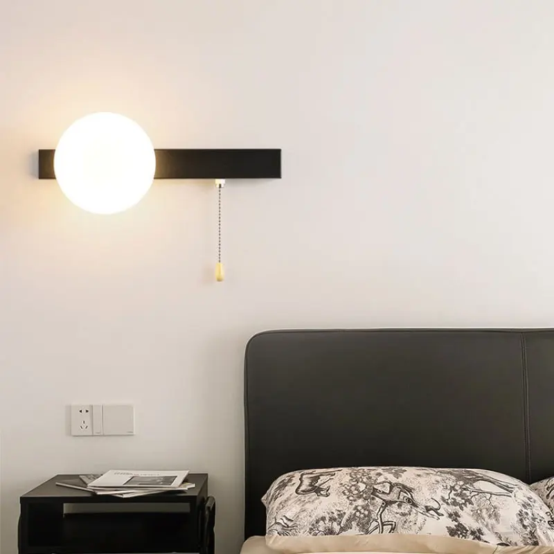 Modern Minimalist Nordic 3D Printed Lunar Designer Children's Study Bedroom LED Bedlight Reading Wall Light with Cable Switch