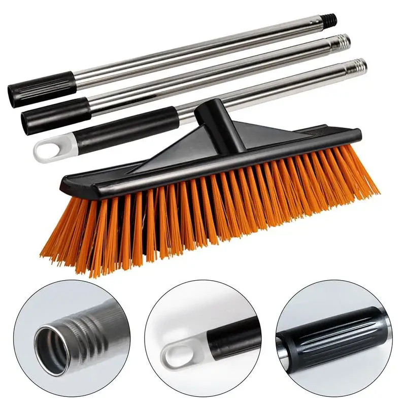 Hard Bristle Broom Stiff Bristle Scrubber Portable Floor Scrub Brush Grout Brush Outdoor Sweeping Brush For Warehouses Garages