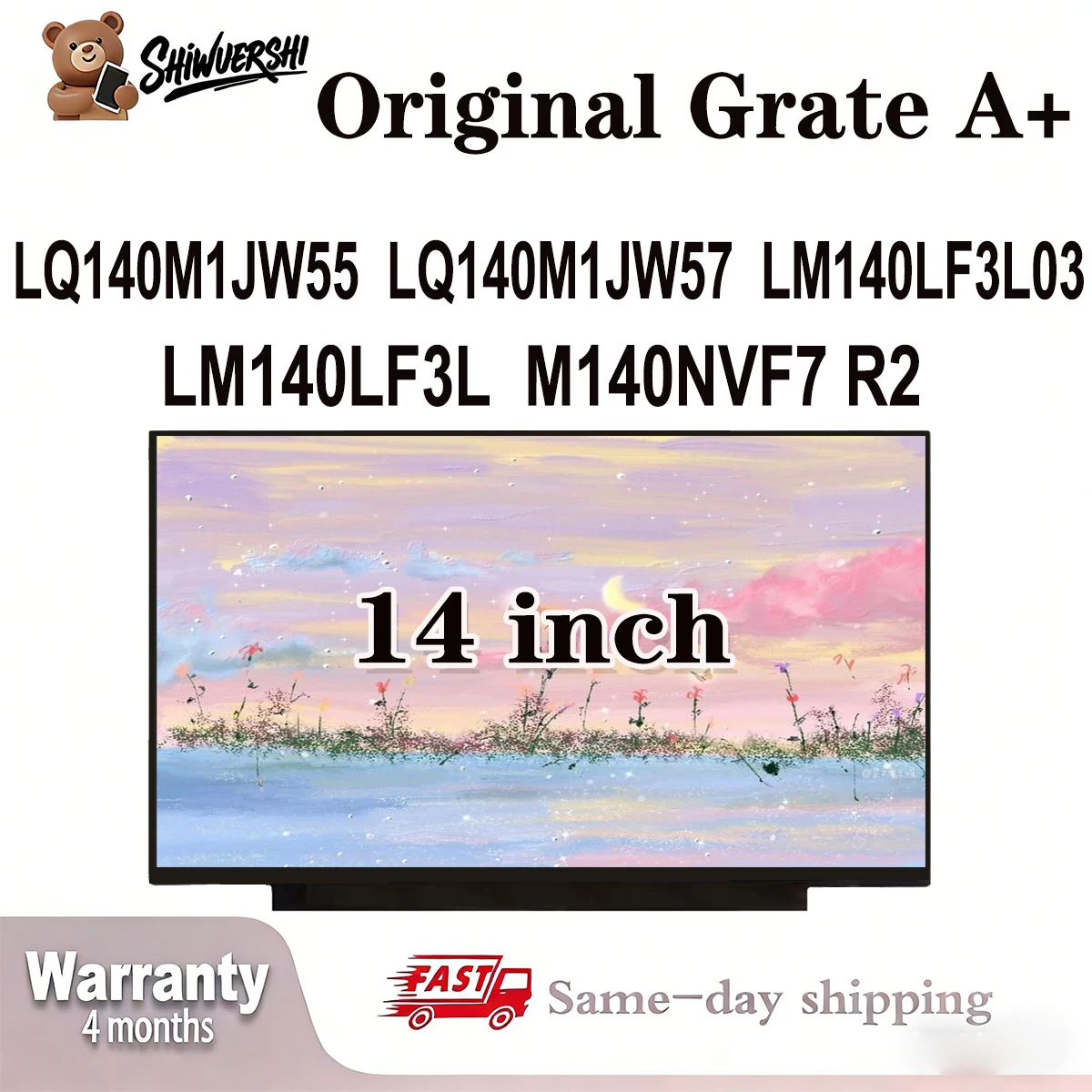 

Original New A+ 14 inch Slim Laptop Lcd Screen Panel LQ140M1JW55 LQ140M1JW57 LM140LF3L03 LM140LF3L M140NVF7 R2