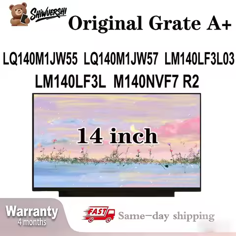 Original New A+ 14 inch Slim Laptop Lcd Screen Panel LQ140M1JW55 LQ140M1JW57 LM140LF3L03 LM140LF3L M140NVF7 R2