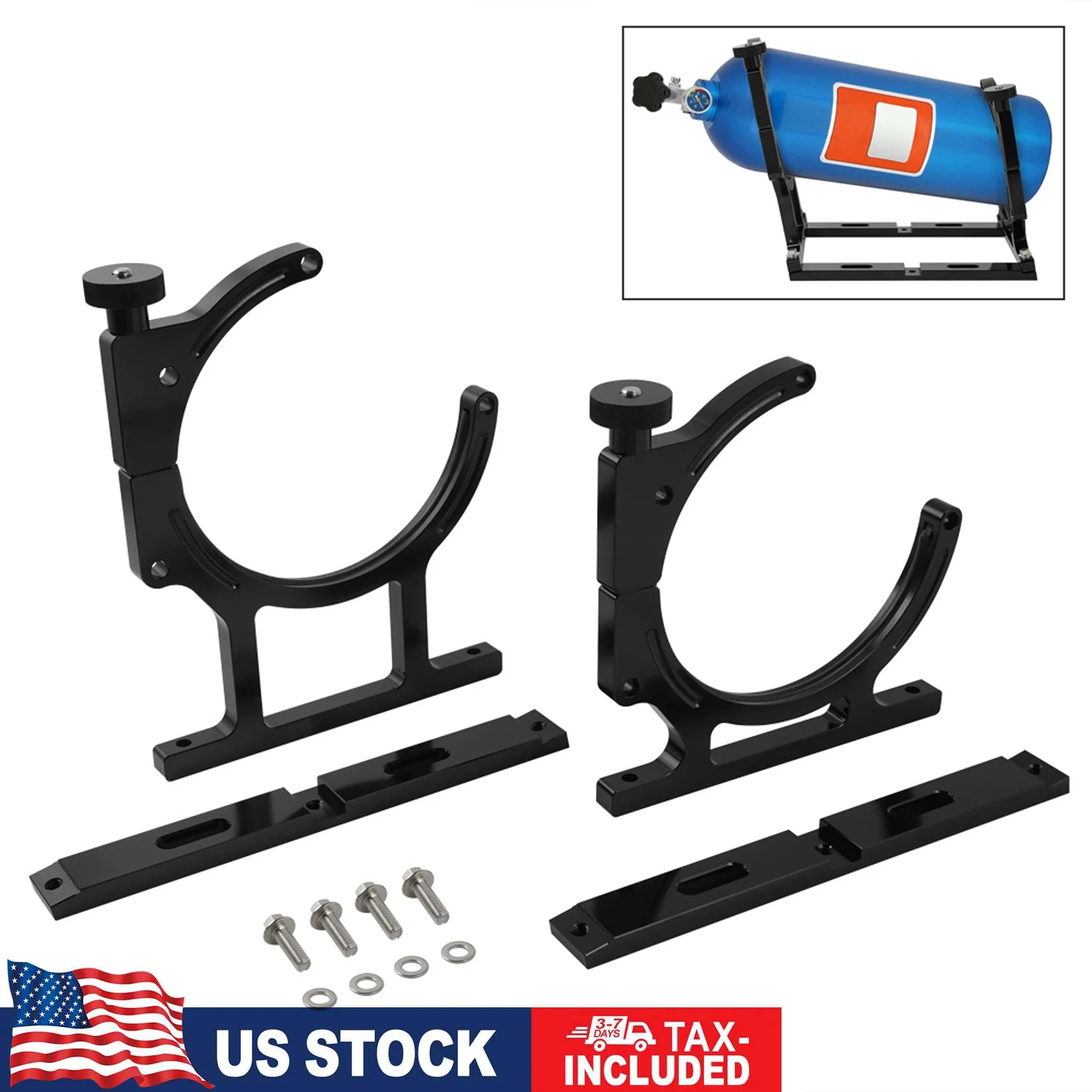 

BEVINSEE 7" Anodized Nitrous Oxide Nos Aluminum Single Bottle Holder Bracket for 10 Pound
