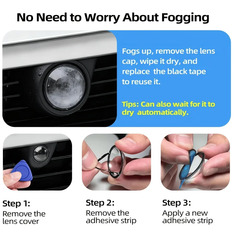 Car Rear View Camera Protector Cover, Rainproof Dustproof HD Clear 360° Panoramic, Non-destructive Easy Install Without