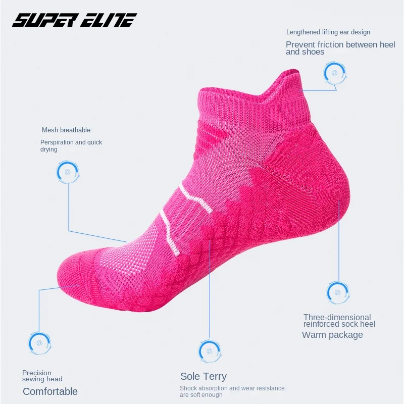 Women's sports socks, towel bottom low cut running socks, badminton socks image 4
